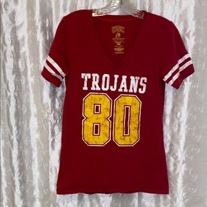 USC Trojans Authentic Apparel Women's Red V-Neck Top Size Small 🔥 B1
